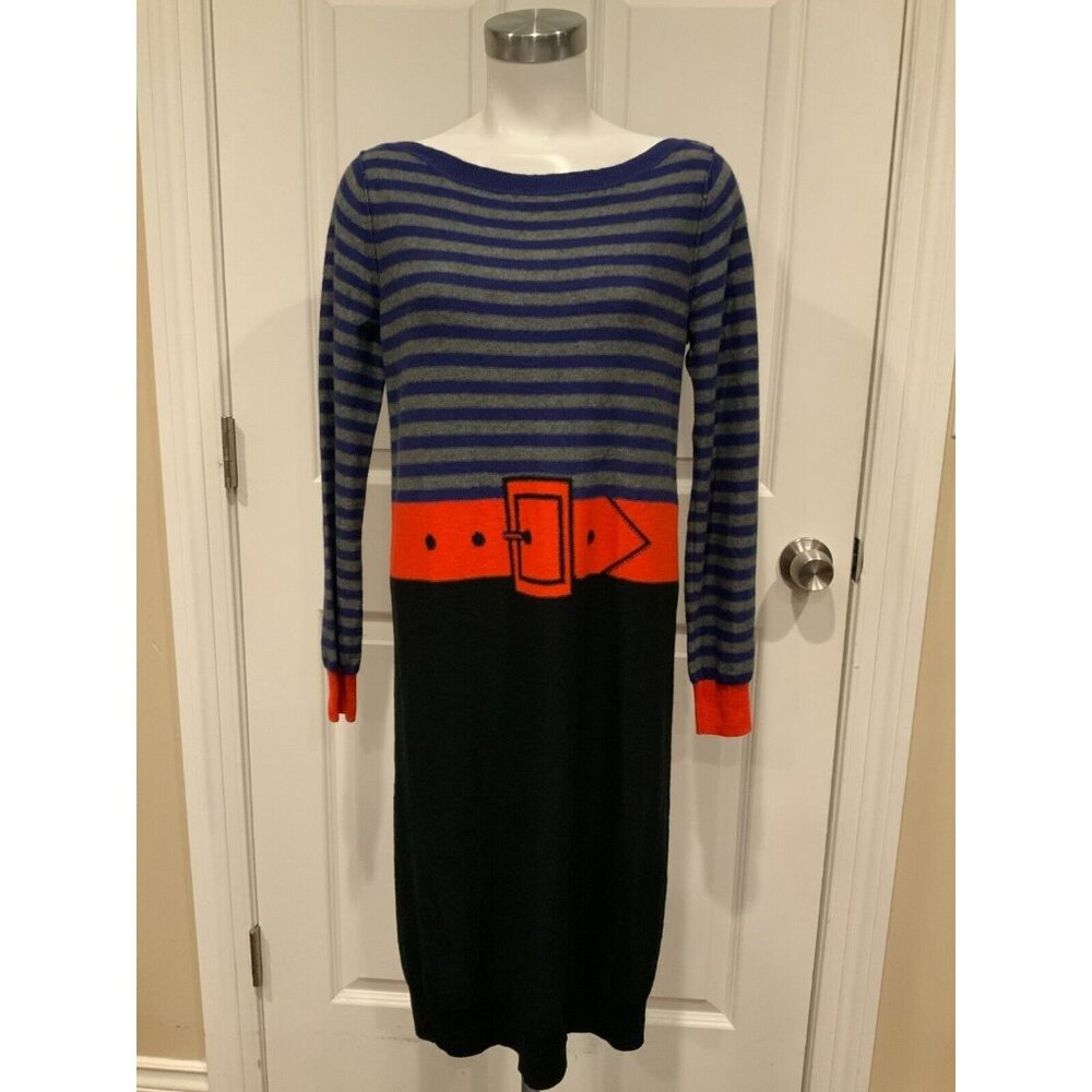 Sonia by Sonia Rykiel Multicolor Striped & Belted Patterned Sweater Dress Size L